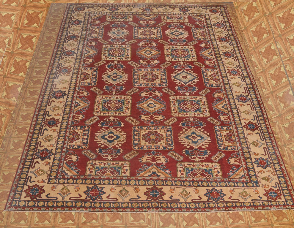 10.2 x 16 Authentic Handmade Wool Afghan Kazak Rug #24384
