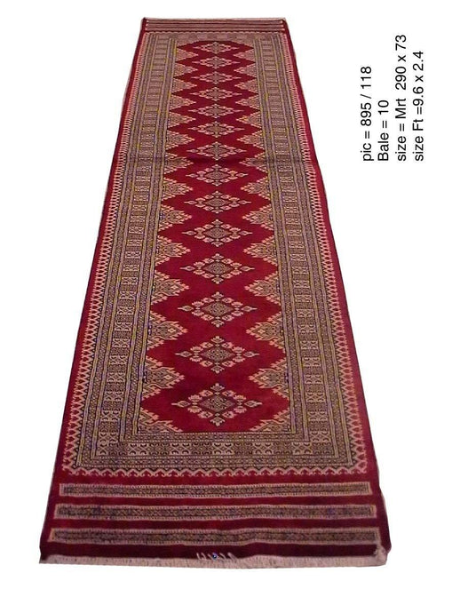 2x10 Handmade Wool & Silk Jaldar Bokhara Runer - Pakistan - bestrugplace