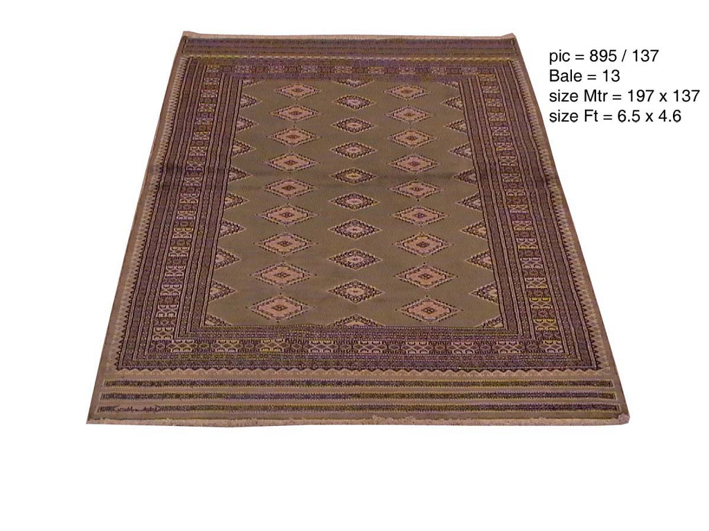 4.6 x 6.6 Wool & Silk Jaldar Bokhara Rug OLIVE #PIX-25537