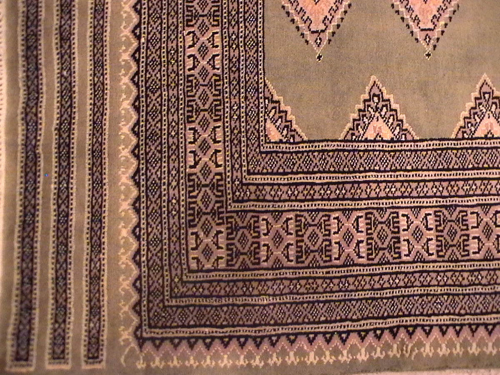 4.6 x 6.6 Wool & Silk Jaldar Bokhara Rug OLIVE #PIX-25537