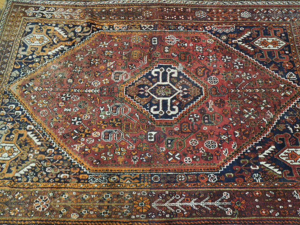 5' x 8' Red Semi-Antique Persian Shiraz Rug 25743B