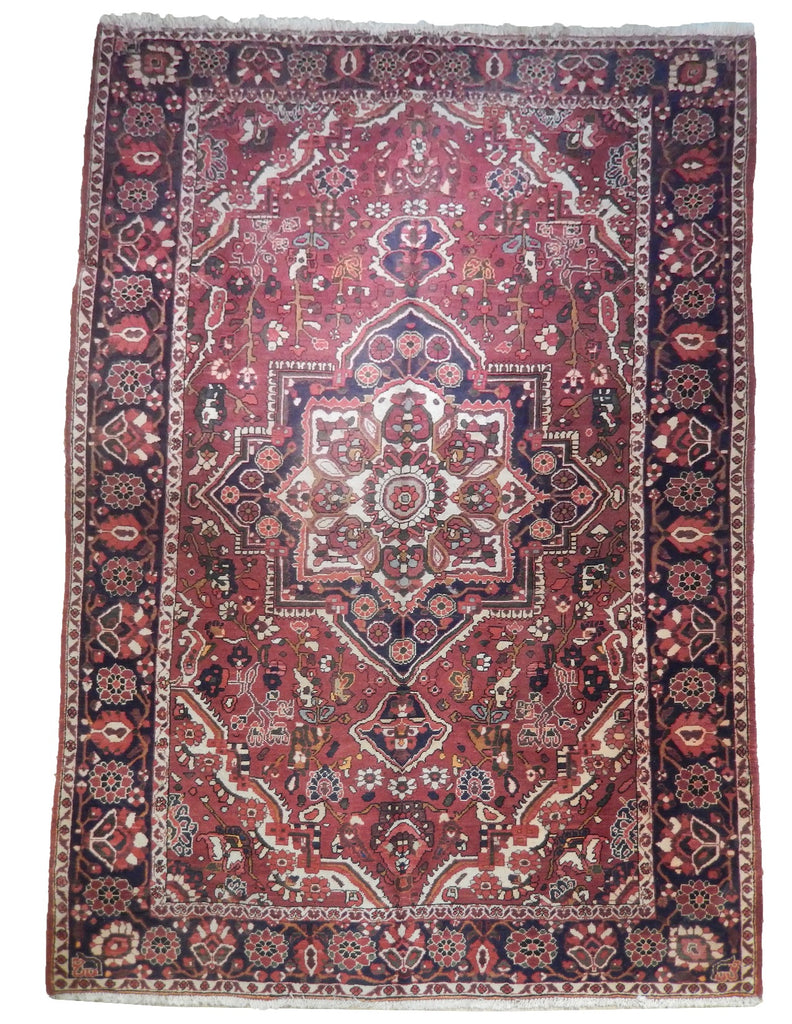 6.6 x 10 Light Maroon Semi-Antique Persian Heriz Rug 25760A