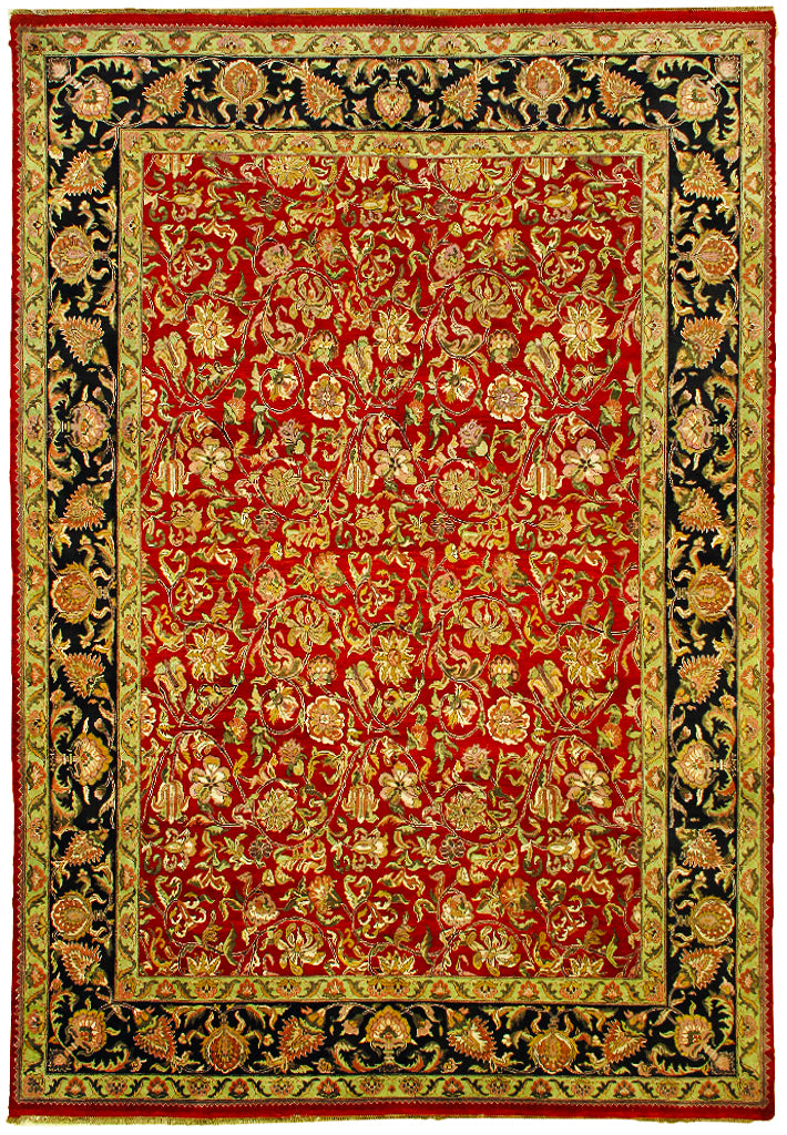 9.3 x 13.1 DEEP RED Black Border Jaipur Rug 26230