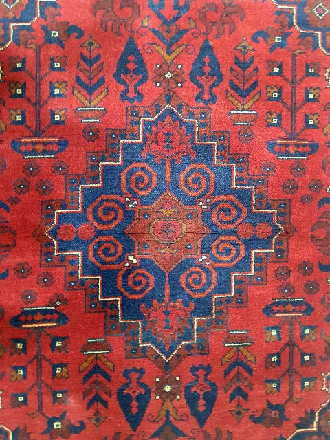 4.11 x 3.5 Red Khal Momadi Rug #PIX-26801