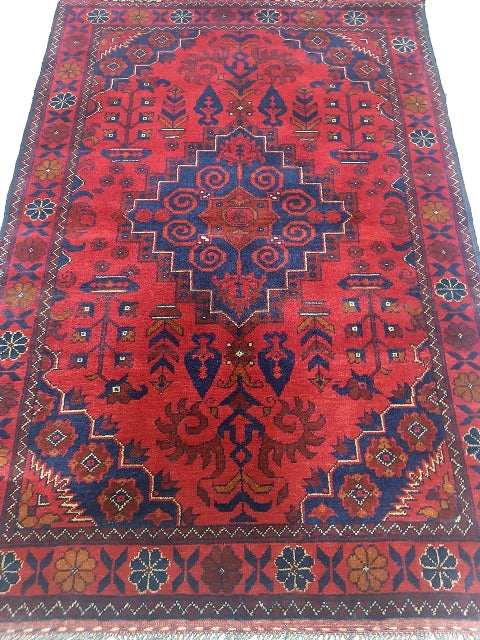 4.11 x 3.5 Red Khal Momadi Rug #PIX-26801