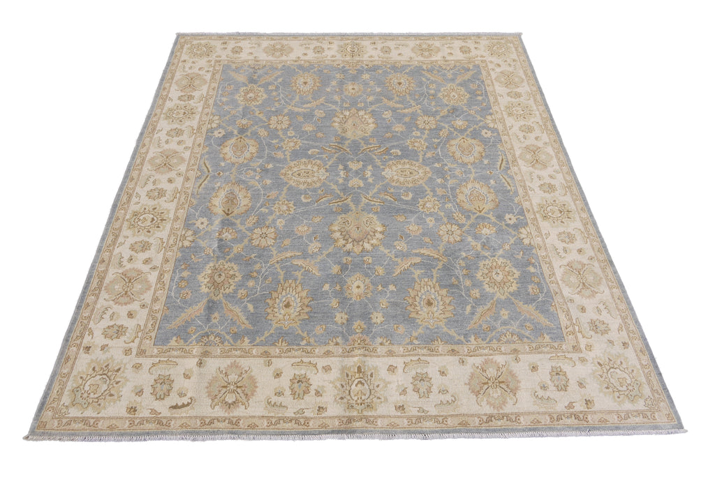 8.2 x 9.8 Blue Gray Chobi Peshawar Rug #26846