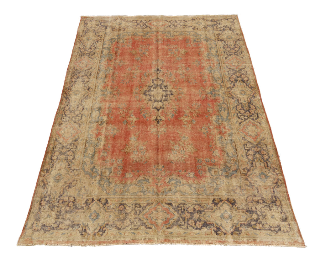 7.9 x 11.1 Vintage Persian Kerman Rug CORAL BLUE 26927