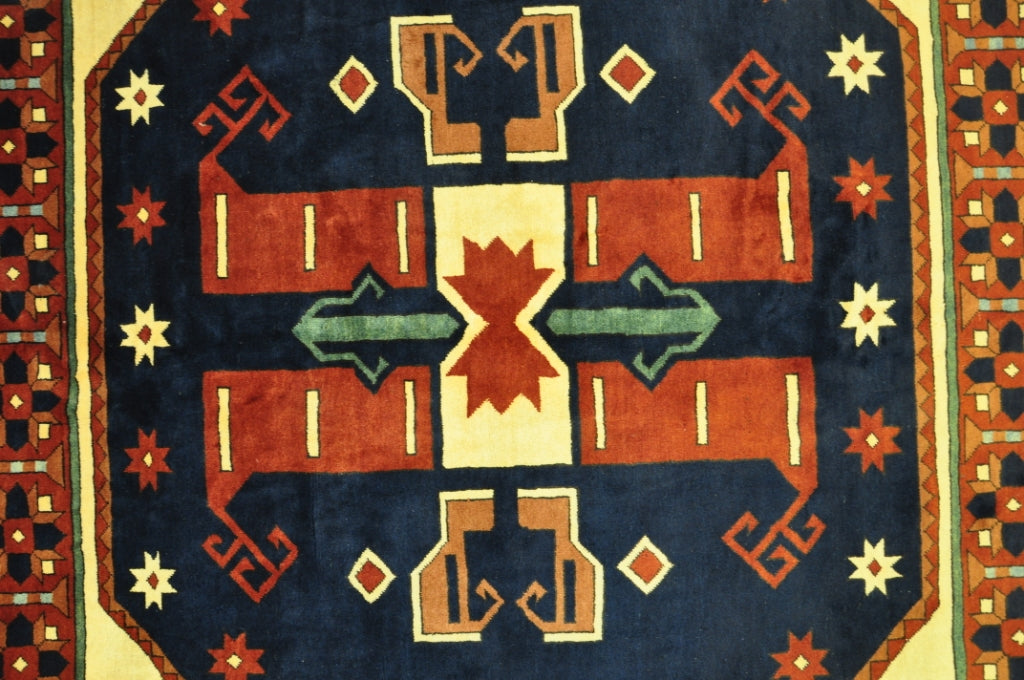 9.1 x 10 Tribal Afghan Kazak SQUARE Wool Rug #PIX-28988