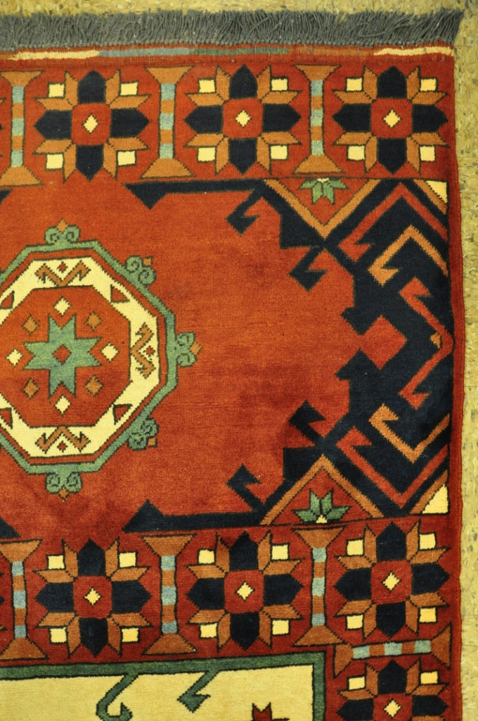 9.1 x 10 Tribal Afghan Kazak SQUARE Wool Rug #PIX-28988