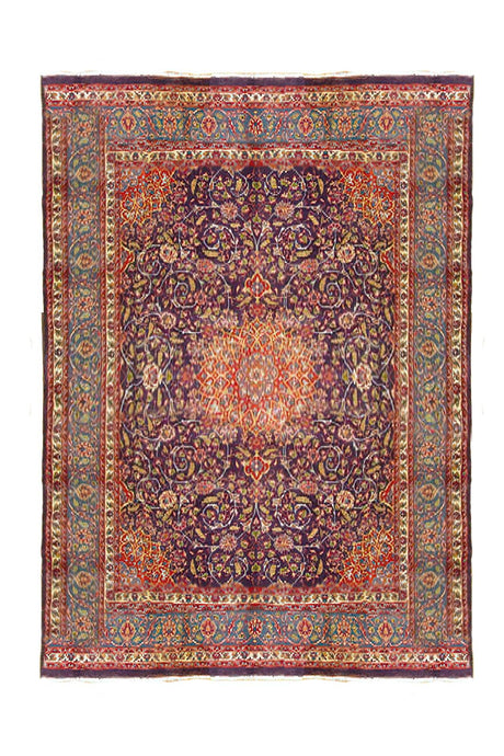 10x13 UNUSUAL Persian SAROUK Rug NAVY BLUE - Iran #423 - bestrugplace