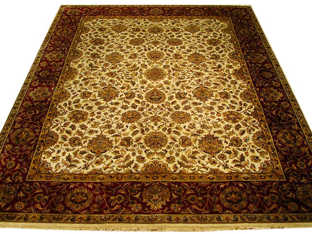 8.2 x 10.3 Quality Wool Handmade Rug DENSE LUSTROUS WOOL Ivory Black Jaipour Rug 5548