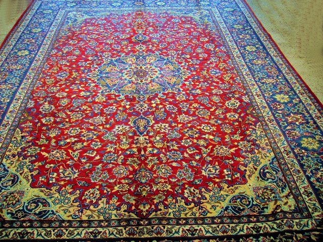 9.4 x 13.1 Traditional Persian Isfahan Najafabad Handmade Persian Rug #PIX-7013