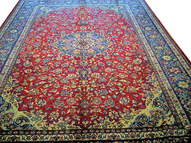 9.4 x 13.1 Traditional Persian Isfahan Najafabad Handmade Persian Rug #PIX-7013