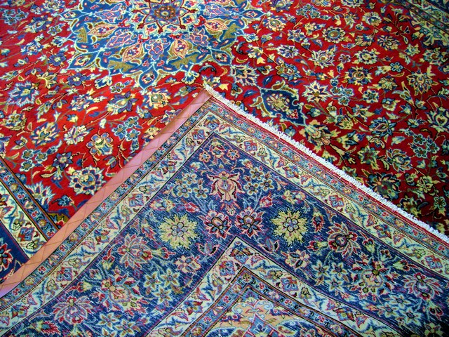 9.4 x 13.1 Traditional Persian Isfahan Najafabad Handmade Persian Rug #PIX-7013