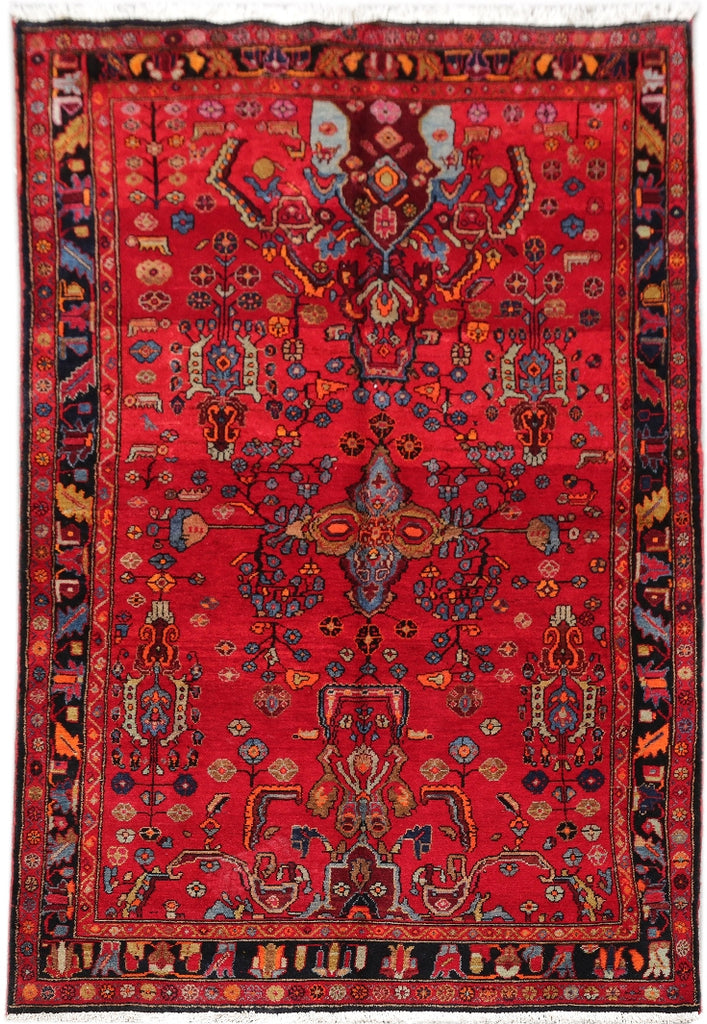 4.9 x 7.11 Red Persian Hamadan Rug 82479