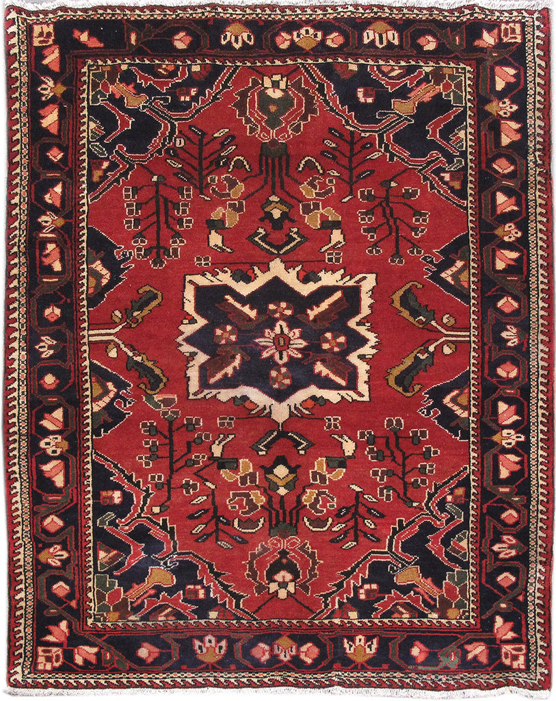 5.3 x 6.10 Red Persian Hamadan Rug 82590