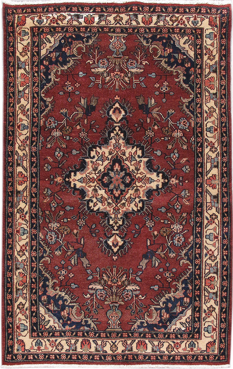 Maroon Rug Patterns 4' x 7' Maroon Persian Hamadan Rug 82593 | www.bestrugplace.com ...