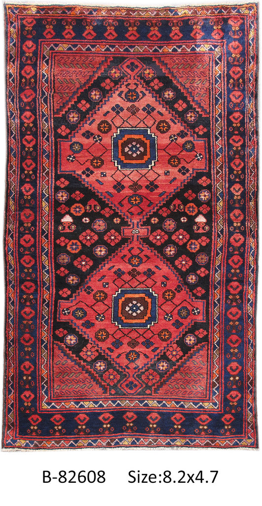 4.7 x 8.2 Red Persian Hamadan Rug #PIX-82608