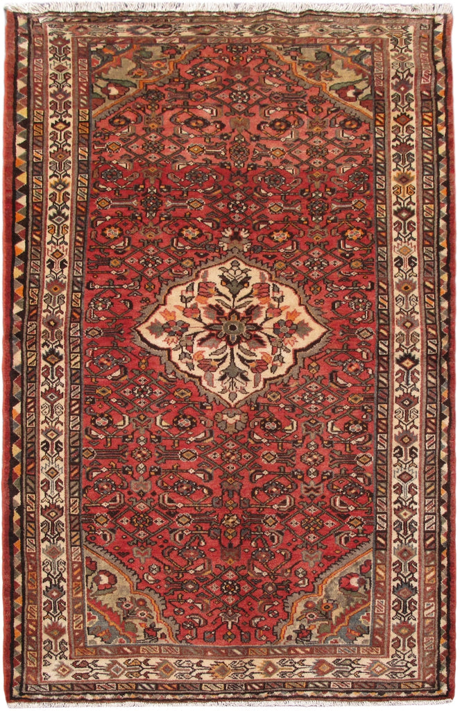 4.7 x 7.11 Red Persian Hamadan Rug 82862