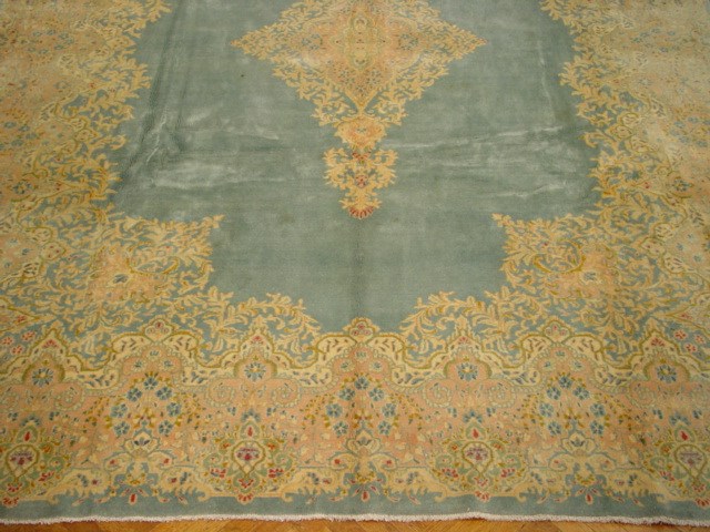 9.3 x 13.6 Laurel Green Persian Kerman Rug 878