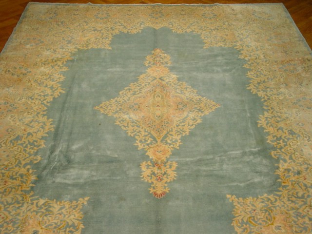 9.3 x 13.6 Laurel Green Persian Kerman Rug 878