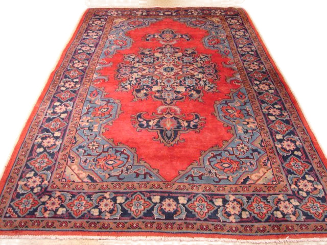 5.3 x 8.7 Red Persian Hamadan Runner Rug 9267