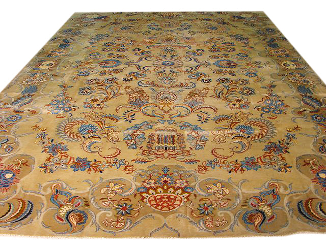 8.5 x 12.6 LIGHT SAGE GREEN Semi-Antique Persian Kerman Rug PIXG-991230