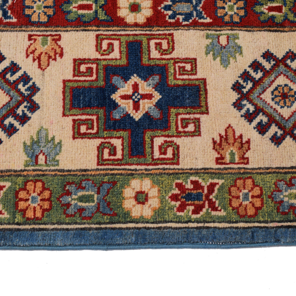 6.6x 9.7 Beautiful Handmade Blue Kazak Rug- Natural Wool Q17