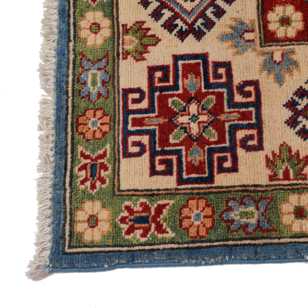 6.6x 9.7 Beautiful Handmade Blue Kazak Rug- Natural Wool Q17