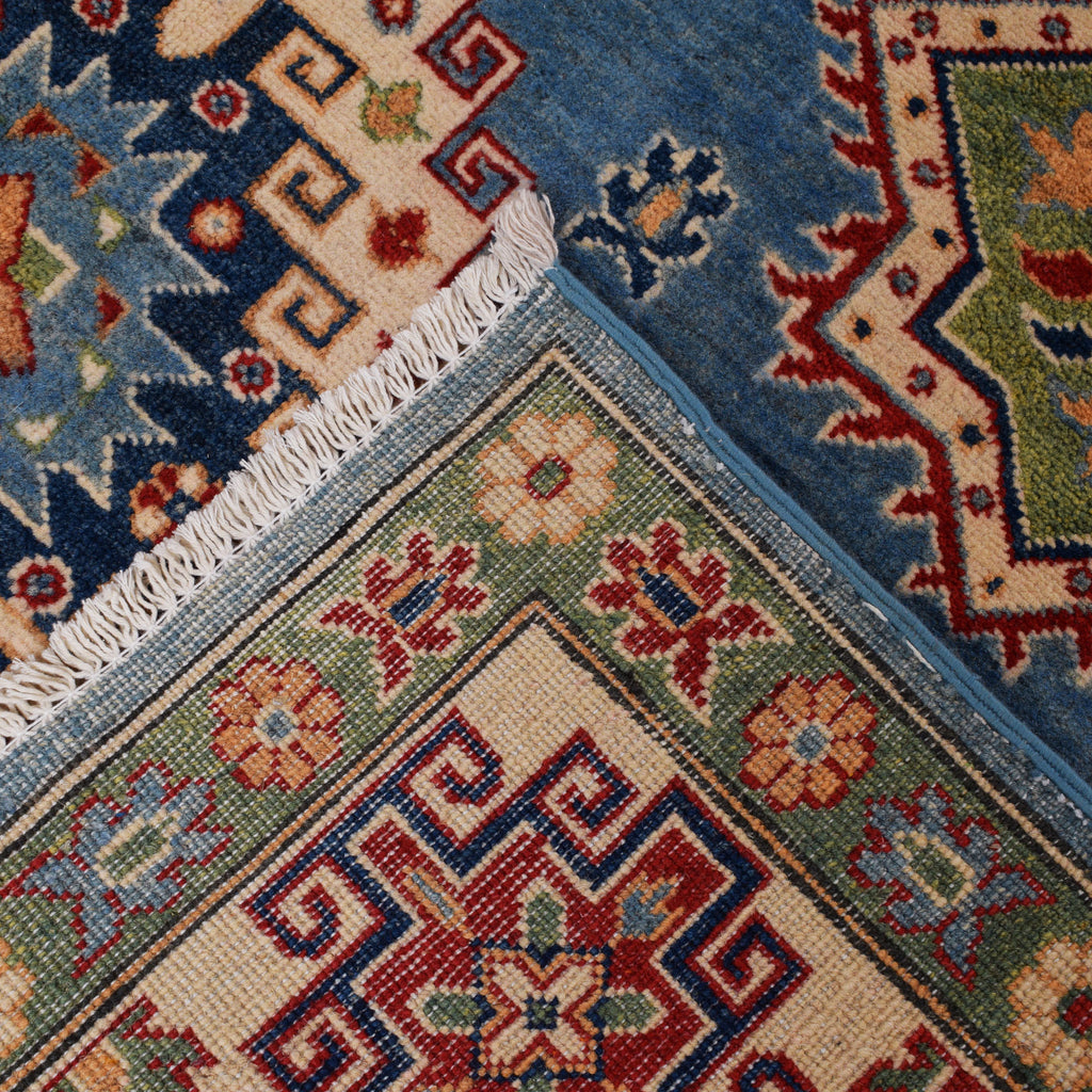 6.6x 9.7 Beautiful Handmade Blue Kazak Rug- Natural Wool Q17