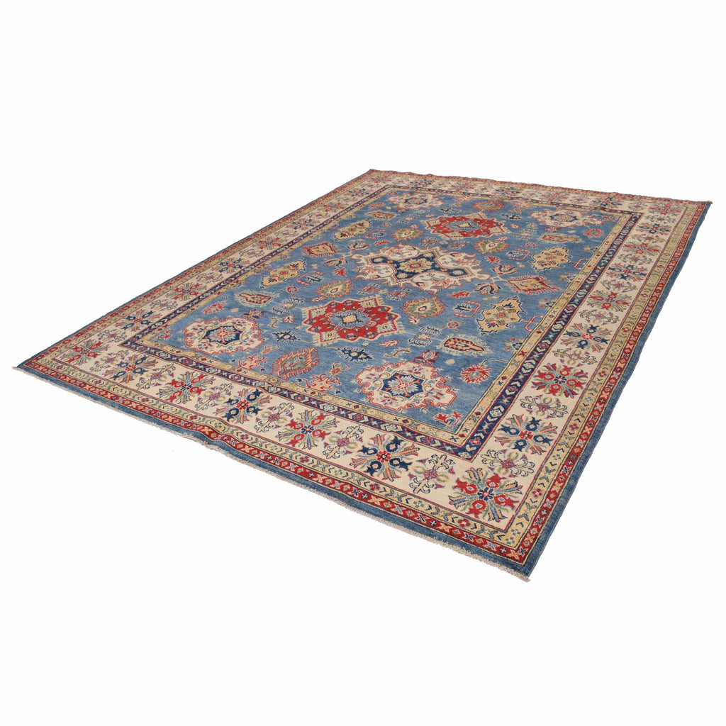 7.10 x 10.1 Beautiful Handmade Blue Kazak Rug- Natural Wool Q19