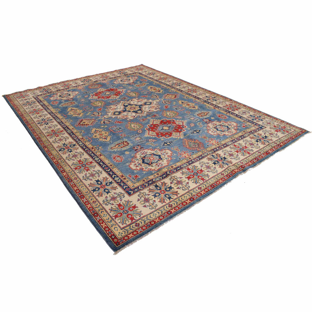 7.10 x 10.1 Beautiful Handmade Blue Kazak Rug- Natural Wool Q19