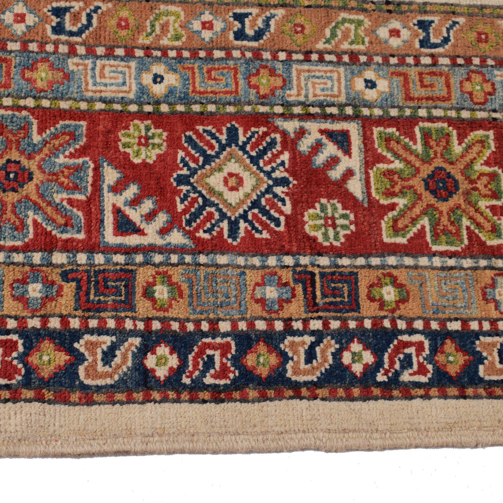 6.7 x 9.10 Beautiful Handmade Ivory Kazak Rug- Natural Wool Q20