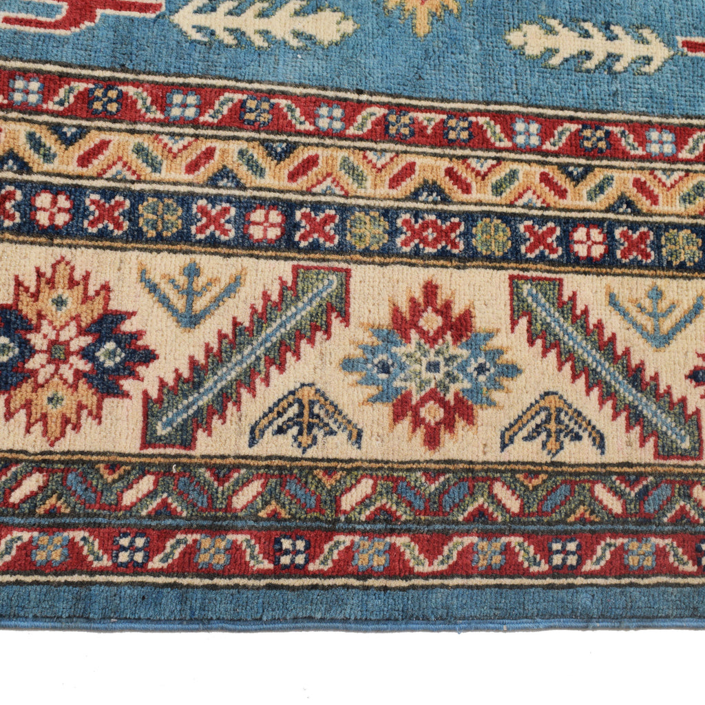 6.3 x 9.6 Beautiful Handmade Blue Kazak Rug- Natural Wool Q22