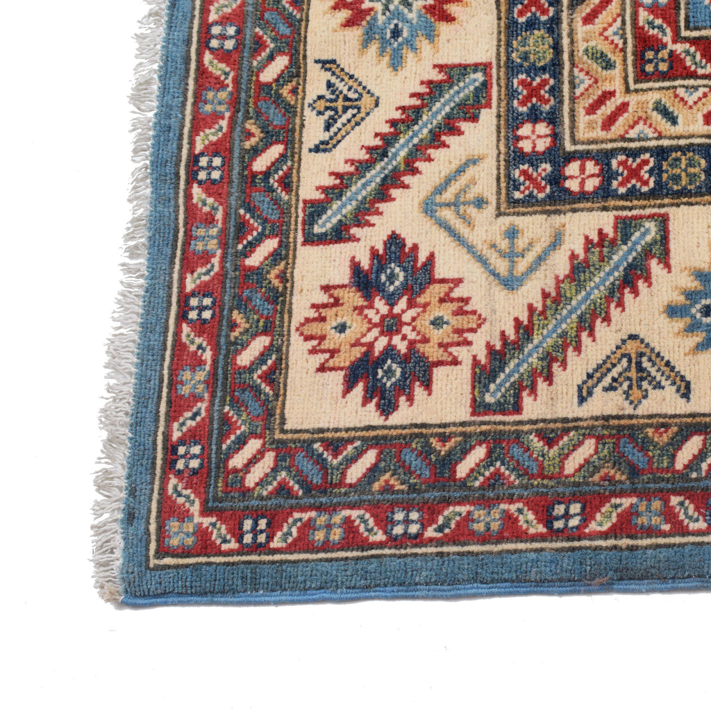 6.3 x 9.6 Beautiful Handmade Blue Kazak Rug- Natural Wool Q22