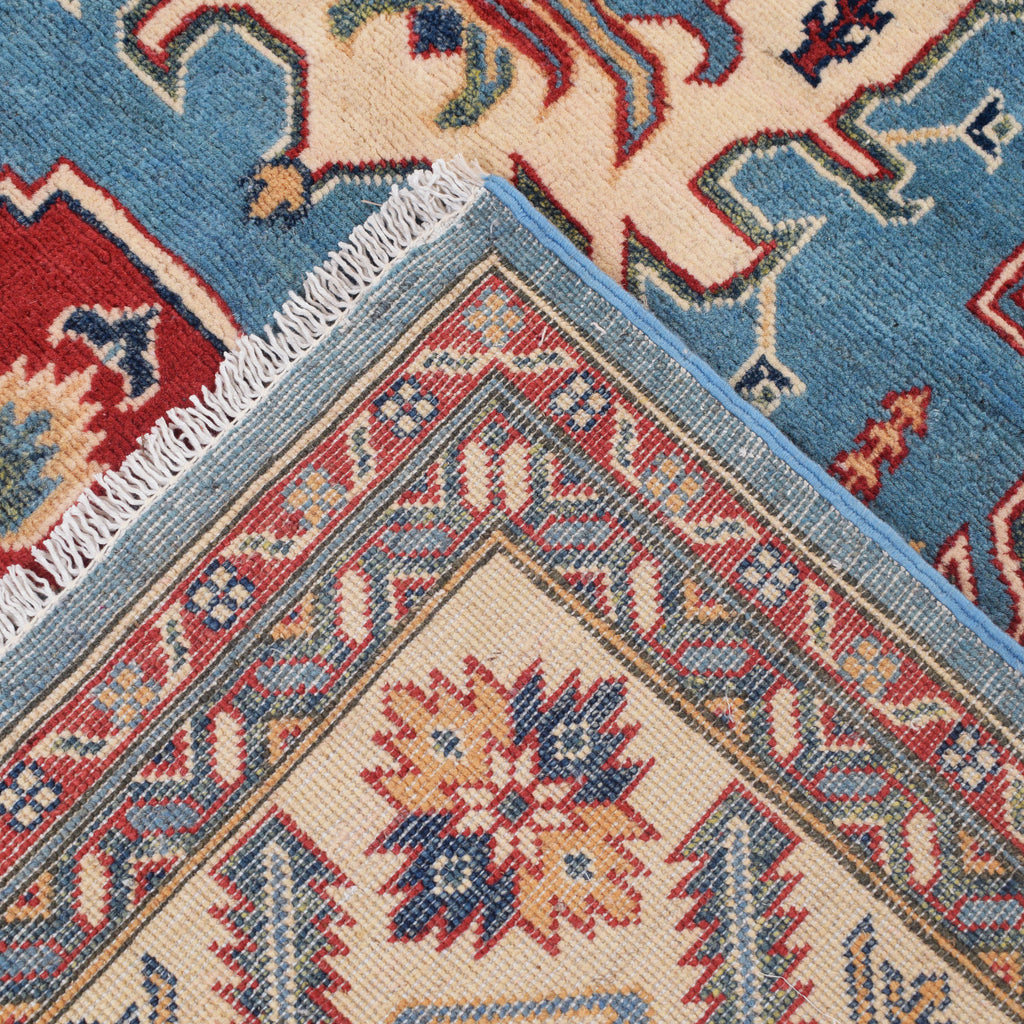 6.3 x 9.6 Beautiful Handmade Blue Kazak Rug- Natural Wool Q22