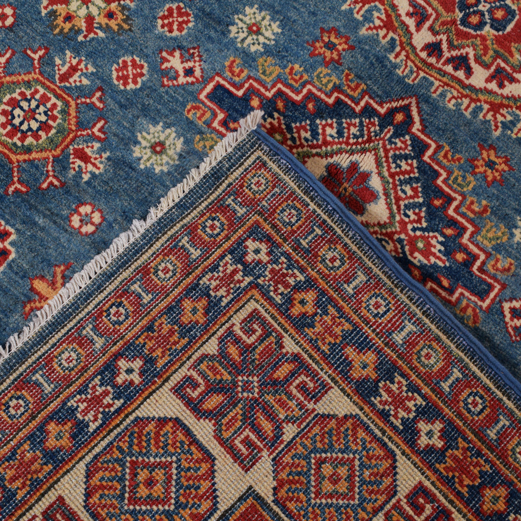 4.10 x 6.6 Beautiful Handmade Blue super Kazak Rug- Natural Wool Q26