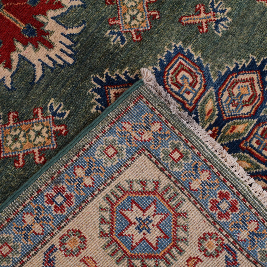 4.9 x 6.5 Beautiful Handmade Sage Green Kazak Rug- Natural Wool Q30
