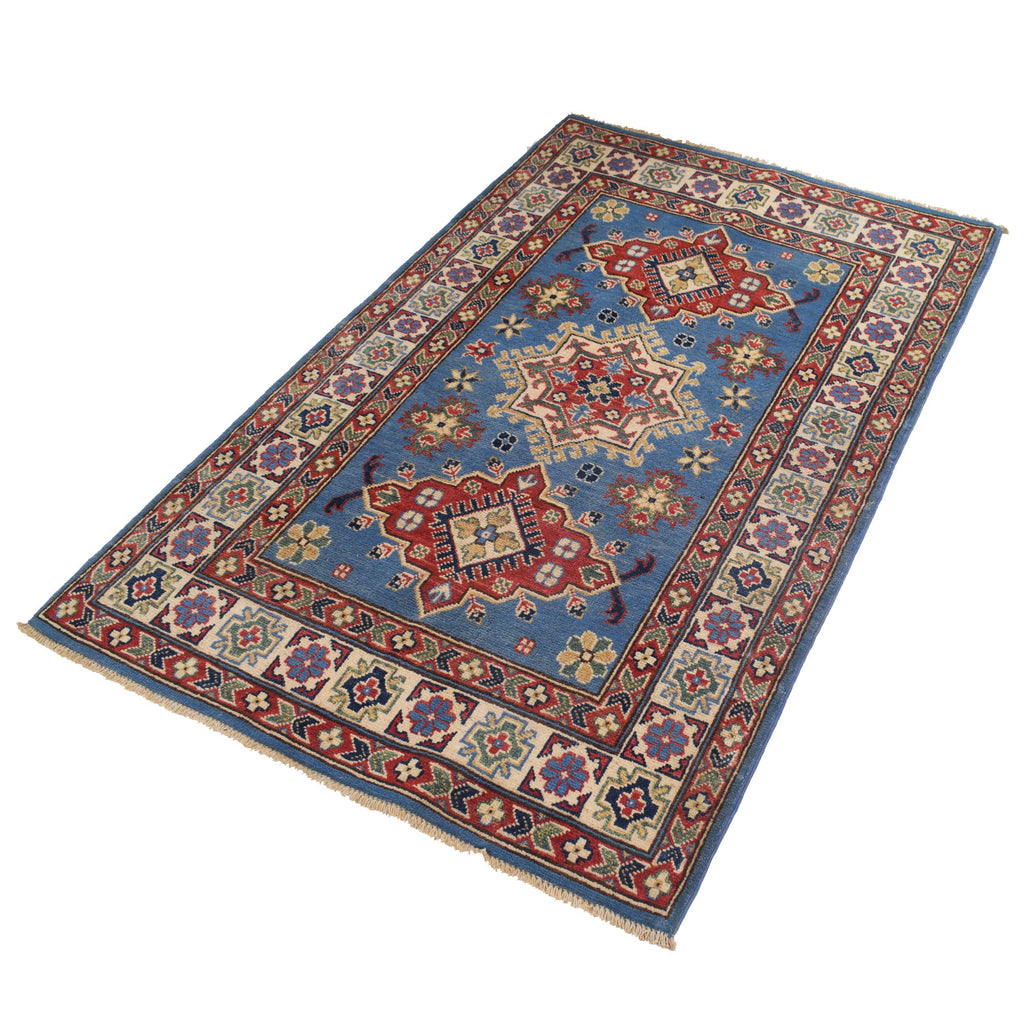 3' x 5' Beautiful Handmade Blue Kazak Rug- Natural Wool Q40