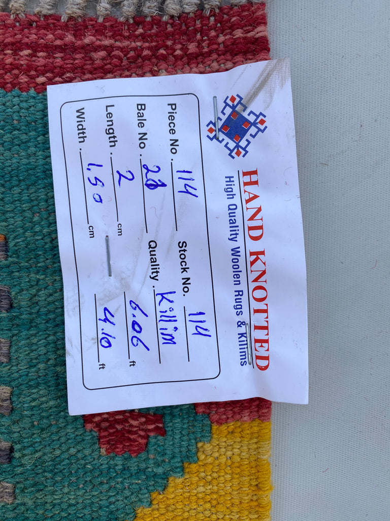 5 x 6 Multi-Color Red Kilim Rug K-114