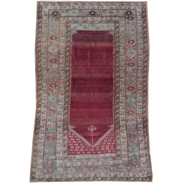 3.7 x 5.8 Antique Turkish Prayer Qaisari Rug 1930's #PIX-21695