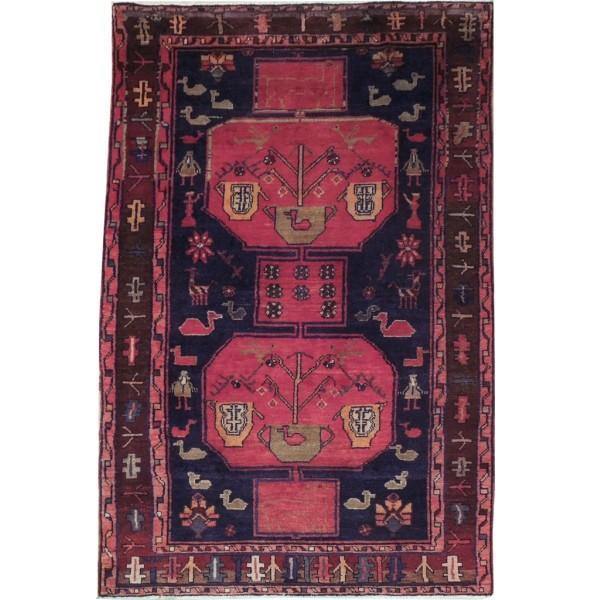 Fascinating 4x6 Authentic Hand Knotted Semi-Antique Persian Hamadan Rug - Iran - bestrugplace