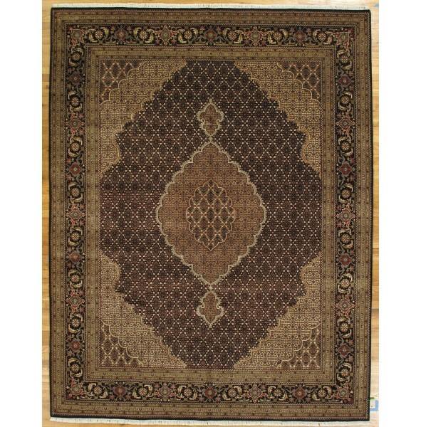 8x10 Wool & Silk Fine Quality Tabriz Mahi Rug - India - bestrugplace