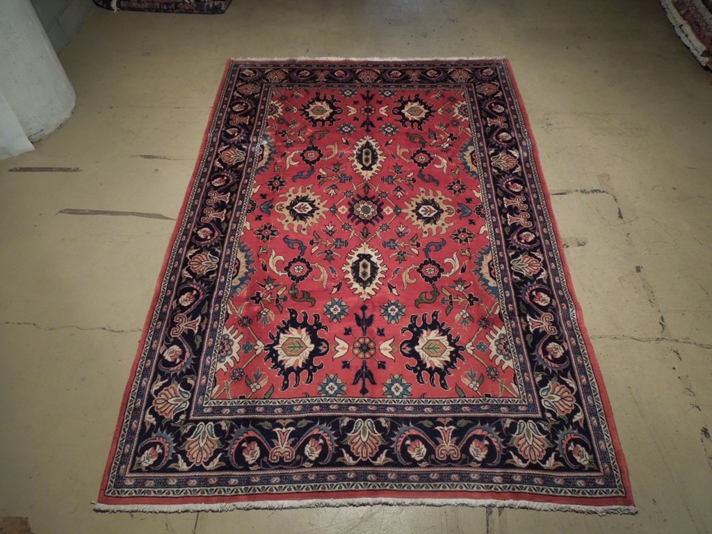 7 x 10.6 Salmon Pink Fine Persian Mahal Rug 72327