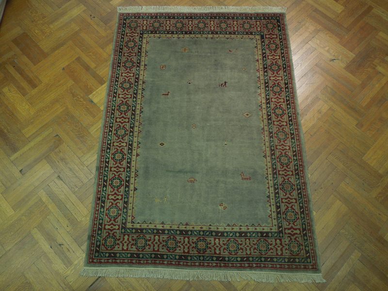 6.3 x 8.10 Sage Green Transitional GABBEH Rug 17068