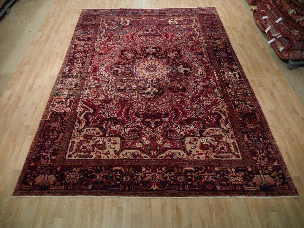8x12 Authentic Hand Knotted Semi-Antique Persian Heriz Rug - Iran - bestrugplace