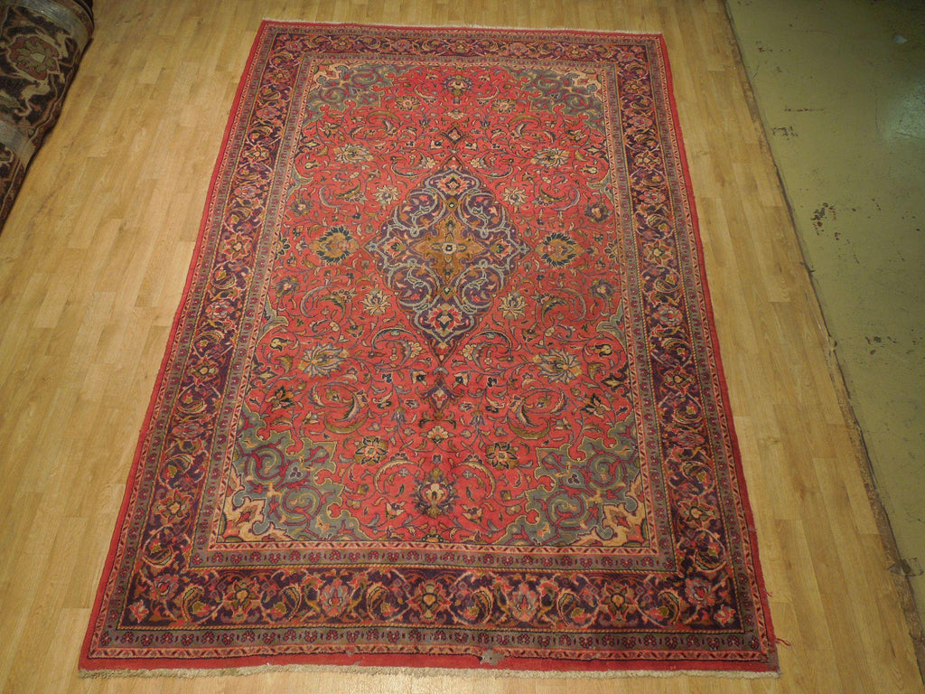 6x10 Authentic Hand Knotted Semi-Antique Persian Isfahan Rug - Iran - bestrugplace