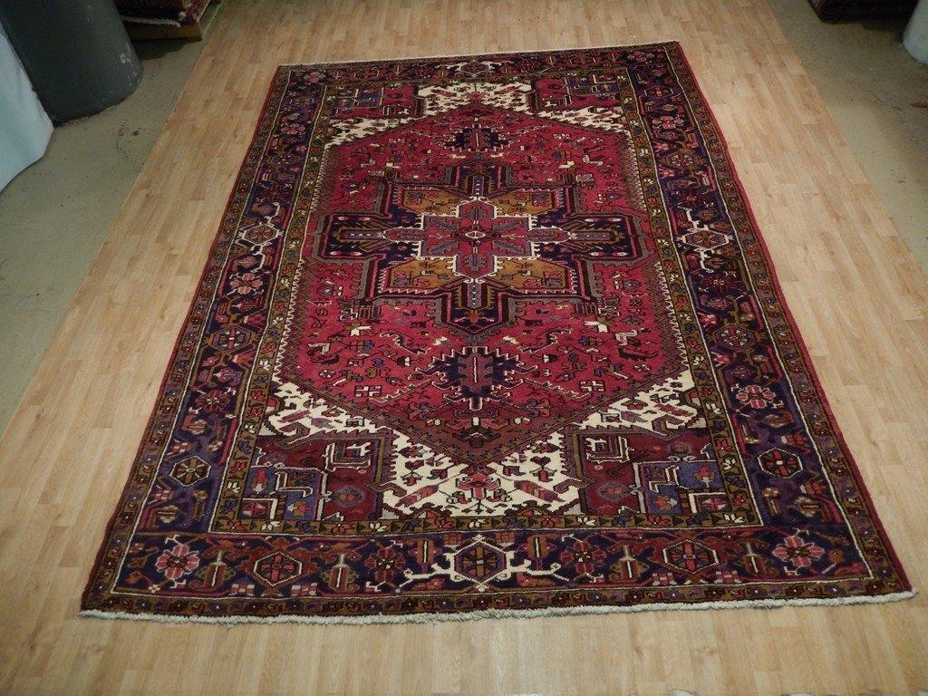 8x11 Authentic Hand Knotted Semi-Antique Persian Heriz Rug - Iran - bestrugplace
