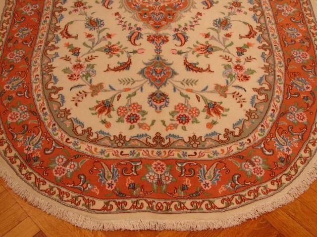 4x7 Authentic Handmade High End Wool&Silk Persian Tabriz Oval Rug-Iran - bestrugplace