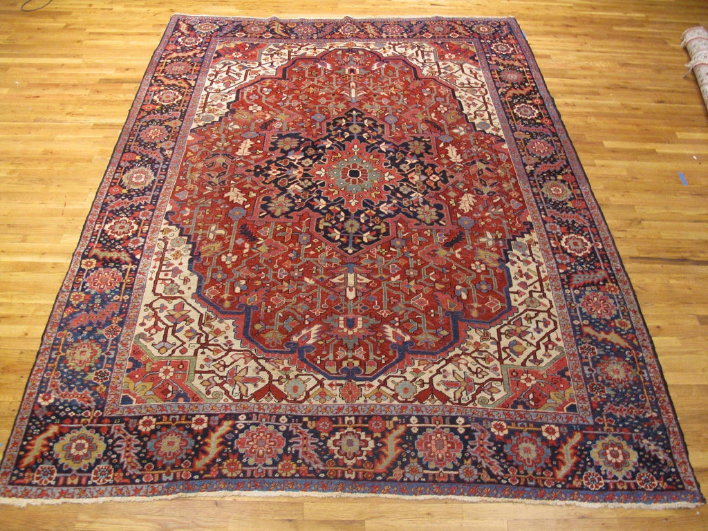 8x11 Authentic Hand-Knotted Antique Persian Heriz Rug - Iran - bestrugplace